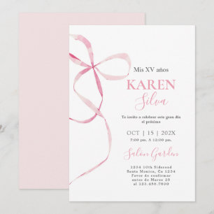Rosa Bow Quinceanera-inbjudan Inbjudningar