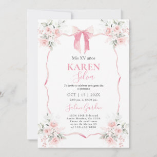 Rosa Bow Quinceanera-inbjudan Inbjudningar