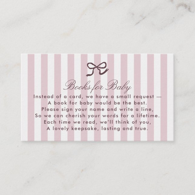 Rosa Bow & Rand Bokar för baby-inhägnadskort Visitkort (Framsida)