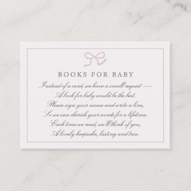 Rosa Bow & Rand Bokar för baby-inhägnadskort Visitkort (Framsida)