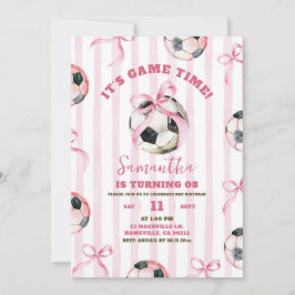 Rosa Bow Rand Girl Girl Game Time Birthday Inbjudningar