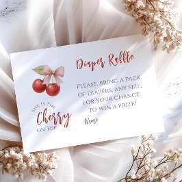 Rosa Bow Red Cherry på Top Baby Shower Diskontra Tilläggskort
