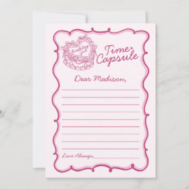 Rosa Bow Retro Coquette Cake Time Capsule Card Inbjudningar