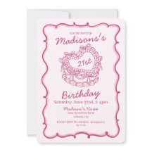 Rosa Bow Retro Heart Coquette Cake 21:a födelsedag