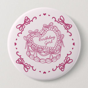 Rosa Bow Retro Heart Coquette Cake Birthday Girl Knapp