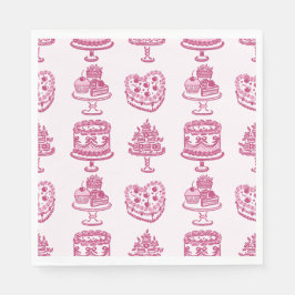 Rosa Bow Retro Heart Coquette Cake Valentiness Pappersservett