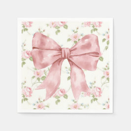 Rosa Bow Ribbon Baby Shower Pappersservett