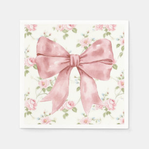 Rosa Bow Ribbon Baby Shower Pappersservett