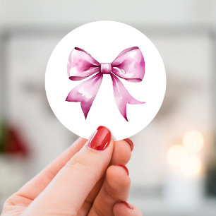 Rosa Bow Ribbon Baby Shower Runt Klistermärke