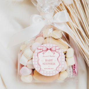  Rosa Bow Ribbon Flicka Shower Runt Klistermärke