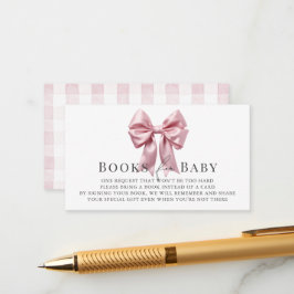Rosa Bow Ribbon Girl Baby Shower Bokar Request Tilläggskort