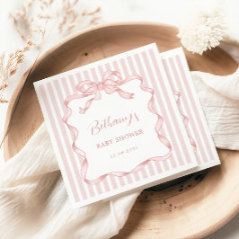  Rosa Bow Ribbon Girl Baby Shower Pappersservett