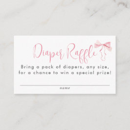 Rosa Bow Ribbon Girl Baby Shower Raffle Tilläggskort
