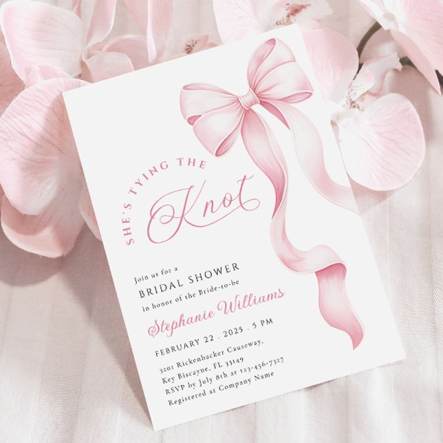 Rosa Bow Ribbon Inbjudningskort för möhippan (Skapare uppladdad)
