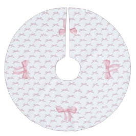 Rosa Bow Ribbon Julgransmatta Borstad Polyester