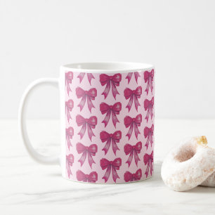 Rosa Bow Ribbon Kärlek Mönster Valentine Coffee Mu Kaffemugg