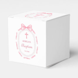 Rosa Bow Ribbon Ram Baptism Cube Presentaskar