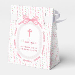 Rosa Bow Ribbon Ram Blommigt Baptism Tält Presentaskar