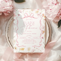 Rosa Bow ribbon ram Wildblomma Flicka Shower