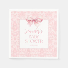  Rosa Bow Ribbon Sweet Flicka Shower Pappersservett