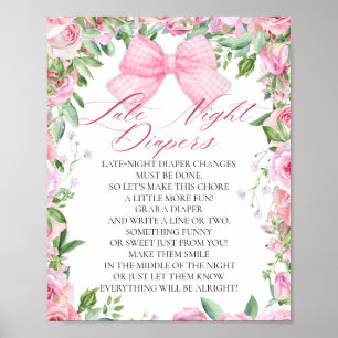 Rosa Bow & Ro Coquette Baby Shower Diaper Game Poster