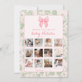 Rosa Bow Sage Grönt Flicka Shower Game Inbjudningar