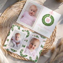 Rosa Bow Sash jul Monogram Utandning Julkort