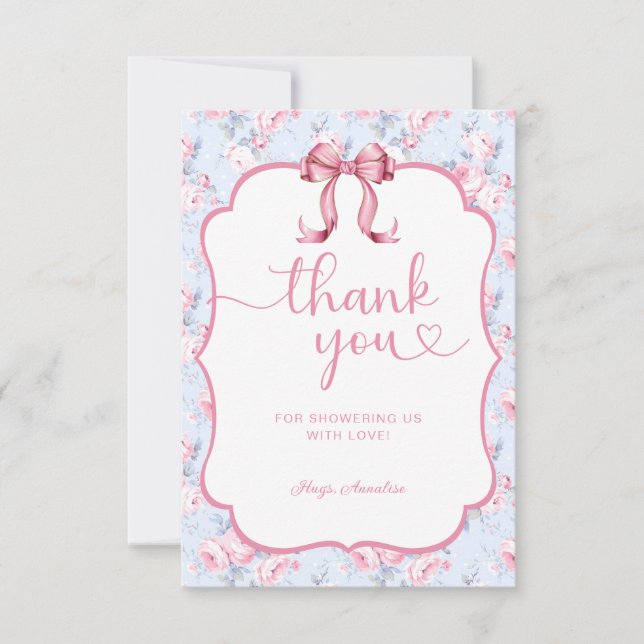 Rosa Bow Shabby chic Baby Shower Tack (Framsida)