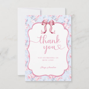 Rosa Bow Shabby chic Baby Shower Tack Kort