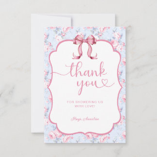 Rosa Bow Shabby chic Baby Shower Tack Kort