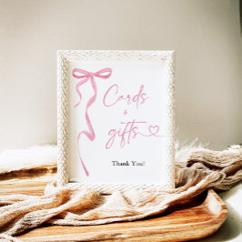 Rosa Bow Shes Gifter sig kort och gaffeltecken Poster