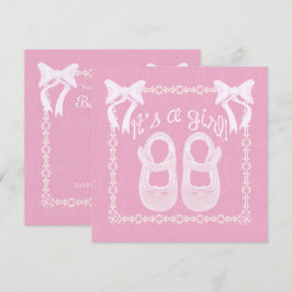 Rosa Bow Shoes Flicka Shower Inbjudan