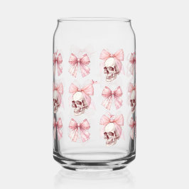 Rosa Bow Skull Halloween Glass kan dra in