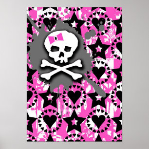 Rosa Bow Skull Poster