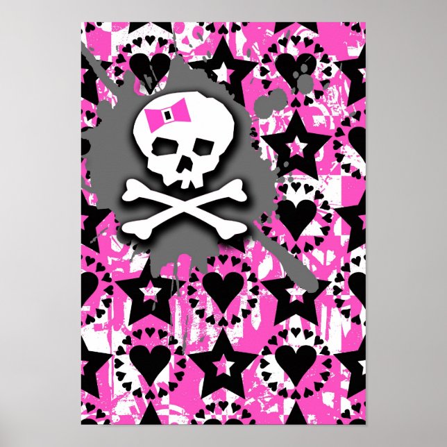 Rosa Bow Skull Poster (Framsidan)