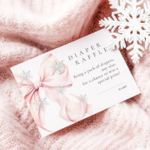 Rosa Bow Snöflingor Baby Shower Diaper Raffle