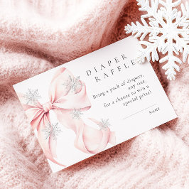 Rosa Bow Snöflingor Baby Shower Diaper Raffle Tilläggskort