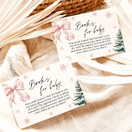 Rosa Bow Snowflake Baby Shower Bokar för Baby Card Inbjudningar
