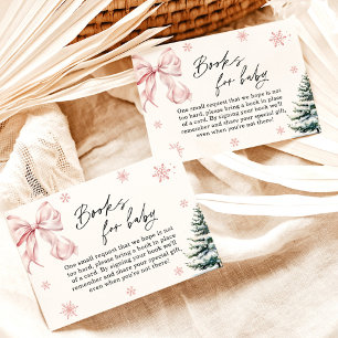 Rosa Bow Snowflake Baby Shower Bokar för Baby Card Inbjudningar