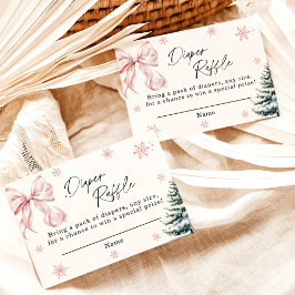 Rosa Bow Snowflake Diaper Raffle Card, Winter Baby Tilläggskort