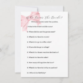 Rosa Bow som känner till Bride Game - Möhippa Anteckningskort