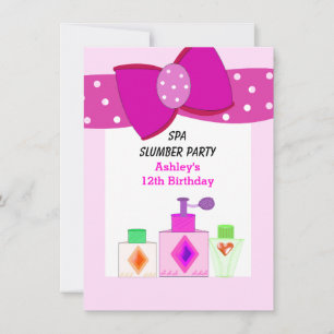 Rosa Bow Spa Pyjamasparty Inbjudningar