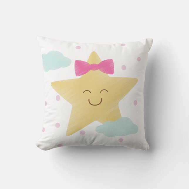 Rosa Bow Star Dekorativ kudde (Framsida)