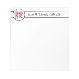 Rosa Bow & Stethoscope-Personlig Anteckningsblock