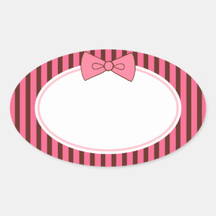 Rosa Bow Stickers Ovalt Klistermärke