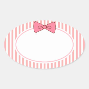 Rosa Bow Stickers Ovalt Klistermärke