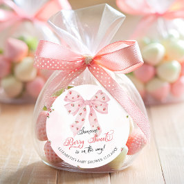 Rosa Bow Strawberry Berry Sweet Baby Shower Runt Klistermärke