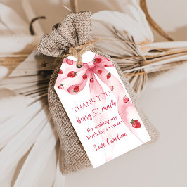 Rosa Bow Strawberry Berry Sweet Birthday Gift Märk Presentetikett