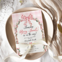 Rosa Bow Strawberry Berry Sweet Girl Baby Shower