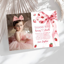 Rosa Bow Strawberry Birthday Photo Tackyou Card Tack Kort